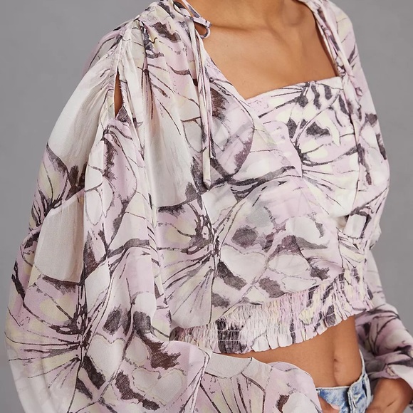 Anthropologie Sheer Peasant Top - Picture 2 of 7